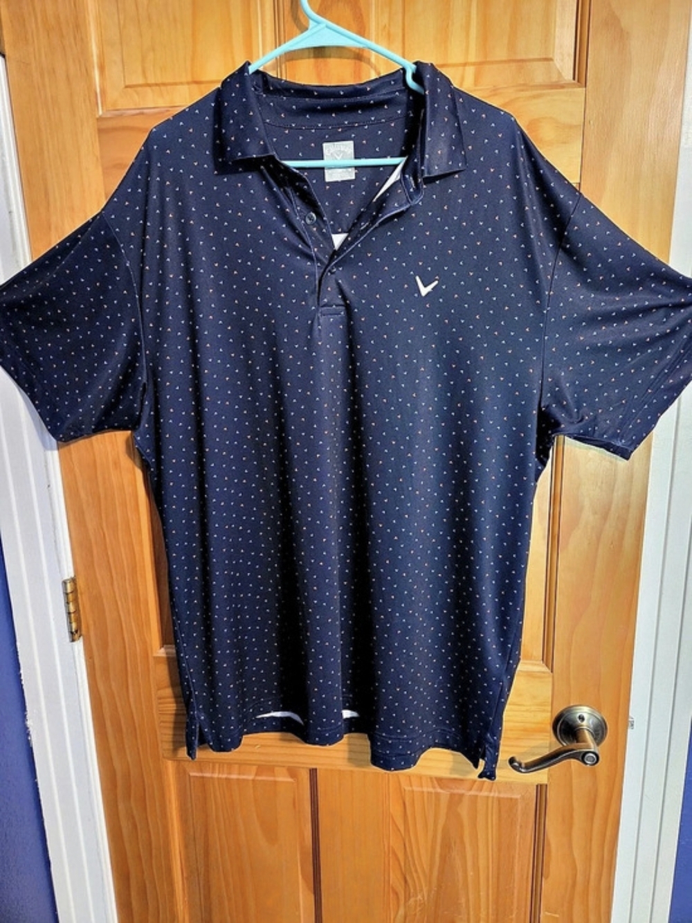 Callaway Men's All-Over Chevron Printed Short Sleeve Golf Polo Golf Polo Black &